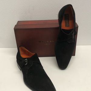 Mezlan Shoes - Mezlan shoes black monk strap suede point toe Mezlan Shoes - Mezlan shoes black monk strap suede point toe
